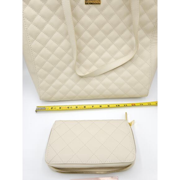 Joy & Iman 100% Leather Tan Handbag With Matching 100% Leather Tan Wallet - Picture 9 of 9